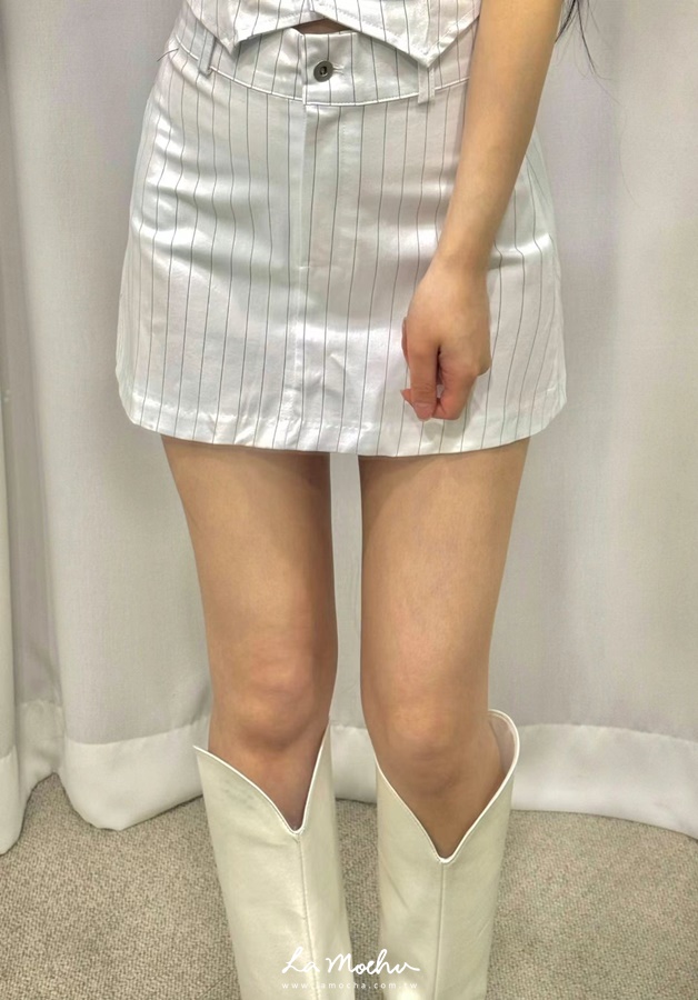高腰條紋西裝傘裙